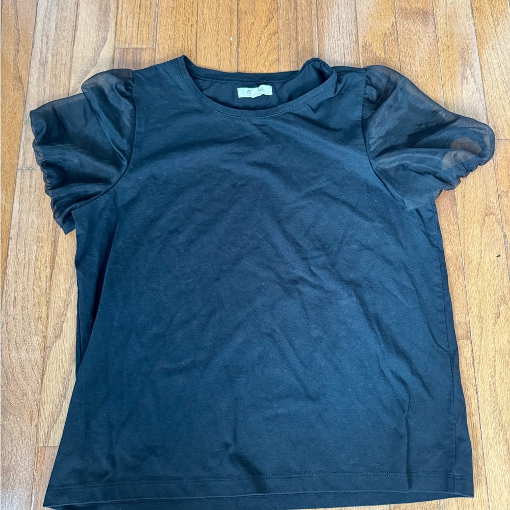 Madewell Black Sheer Sleeve Top